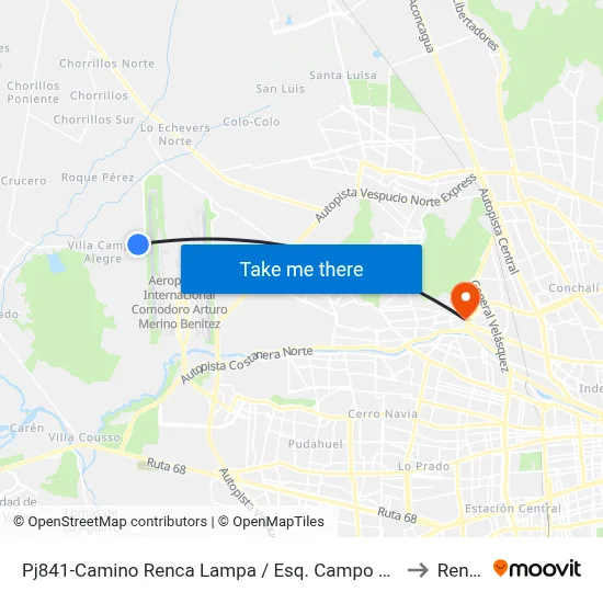 Pj841-Camino Renca Lampa / Esq. Campo Alegre to Renca map