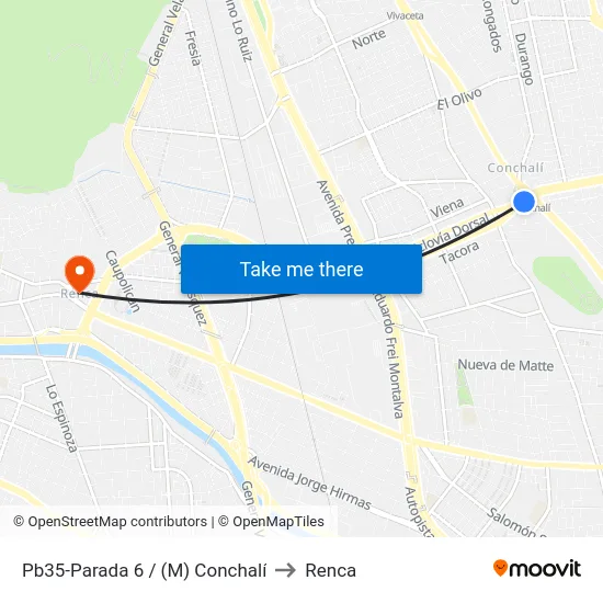 Pb35-Parada 6 / (M) Conchalí to Renca map