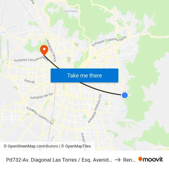 Pd732-Av. Diagonal Las Torres / Esq. Avenida Grecia to Renca map