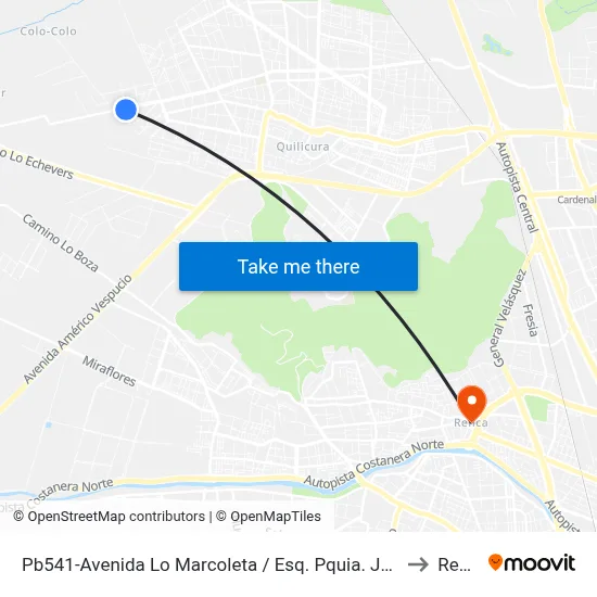 Pb541-Avenida Lo Marcoleta / Esq. Pquia. Jesús Obrero to Renca map