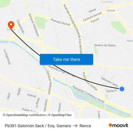 Pb381-Salomón Sack / Esq. Gamero to Renca map
