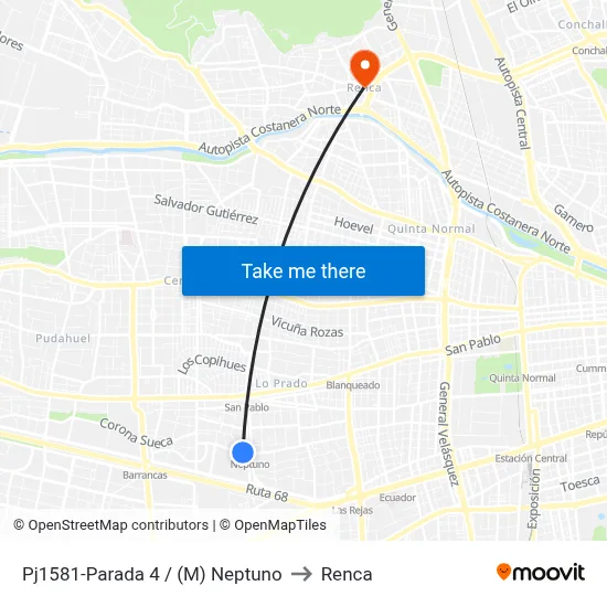 Pj1581-Parada 4 / (M) Neptuno to Renca map