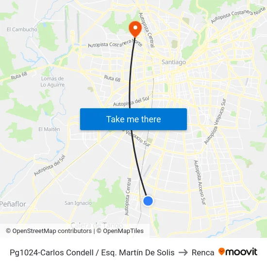 Pg1024-Carlos Condell / Esq. Martín De Solis to Renca map