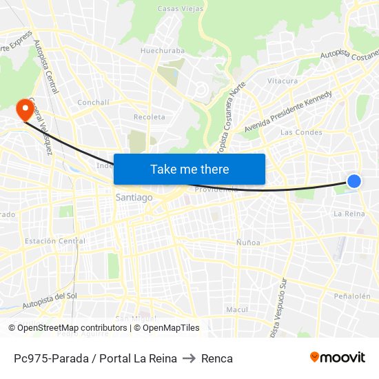 Pc975-Parada / Portal La Reina to Renca map