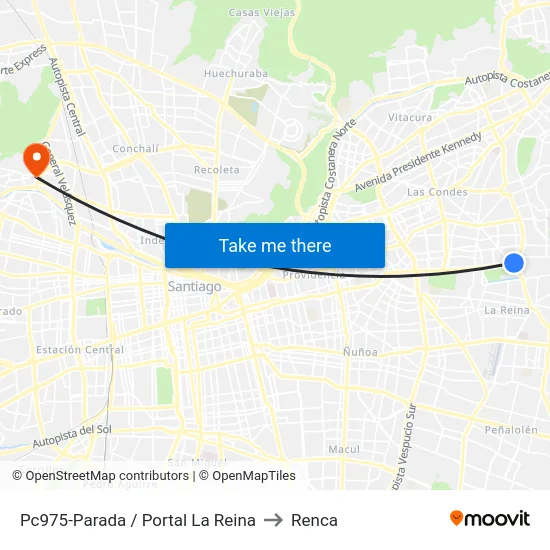 Pc975-Parada / Portal La Reina to Renca map