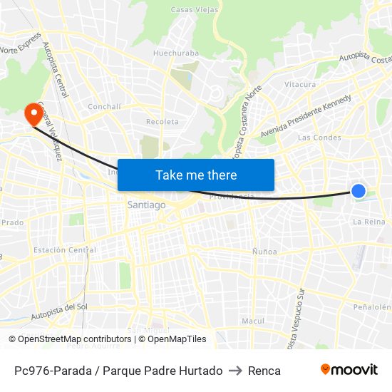 Pc976-Parada / Parque Padre Hurtado to Renca map