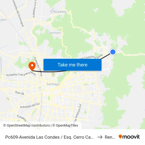 Pc609-Avenida Las Condes / Esq. Cerro Castillo to Renca map