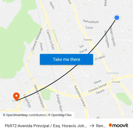 Pb972-Avenida Principal / Esq. Horacio Johnson to Renca map