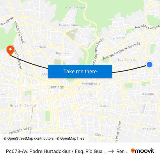 Pc678-Av. Padre Hurtado-Sur / Esq. Río Guadiana to Renca map
