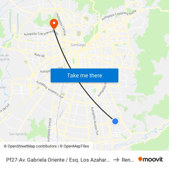 Pf27-Av. Gabriela Oriente / Esq. Los Azahares to Renca map