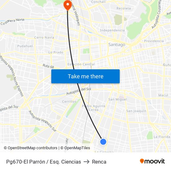 Pg670-El Parrón / Esq. Ciencias to Renca map