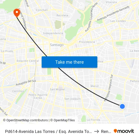 Pd614-Avenida Las Torres / Esq. Avenida Tobalaba to Renca map
