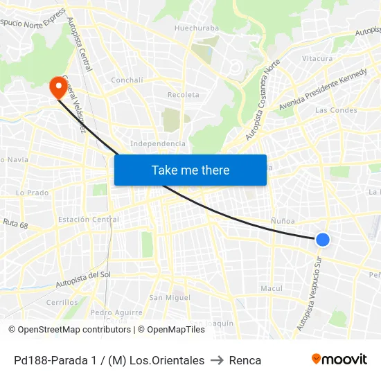 Pd188-Parada 1 / (M) Los.Orientales to Renca map