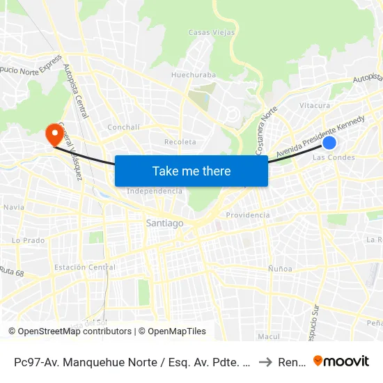 Pc97-Av. Manquehue Norte / Esq. Av. Pdte. Riesco to Renca map