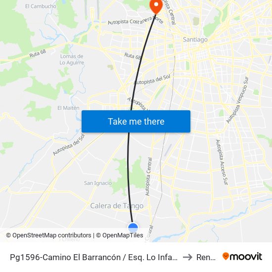 Pg1596-Camino El Barrancón / Esq. Lo Infante to Renca map