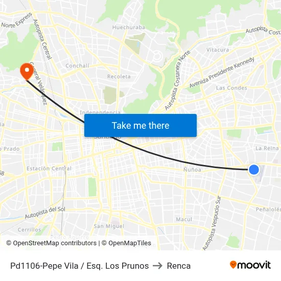 Pd1106-Pepe Vila / Esq. Los Prunos to Renca map