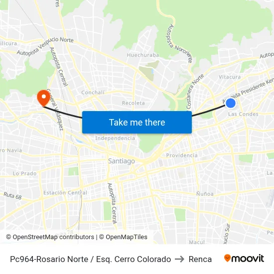 Pc964-Rosario Norte / Esq. Cerro Colorado to Renca map