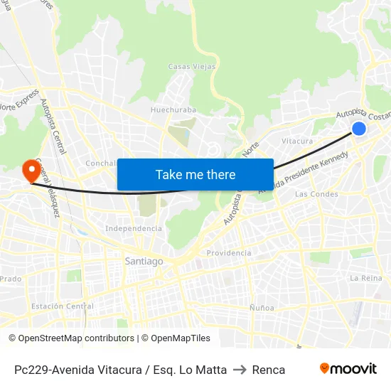 Pc229-Avenida Vitacura / Esq. Lo Matta to Renca map