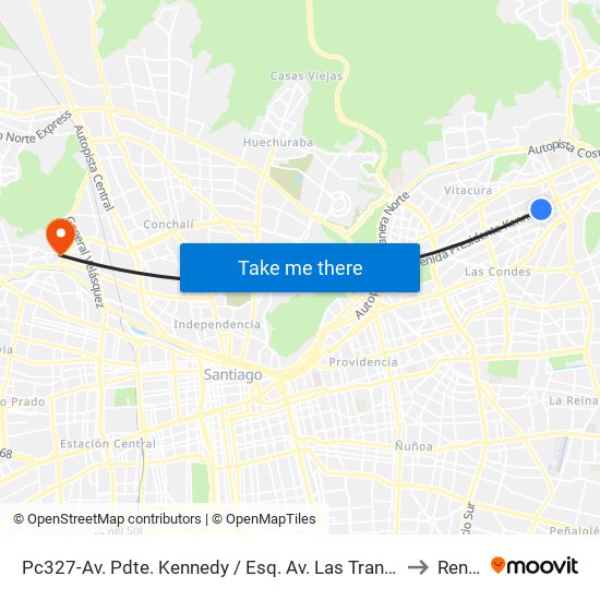 Pc327-Av. Pdte. Kennedy / Esq. Av. Las Tranqueras to Renca map