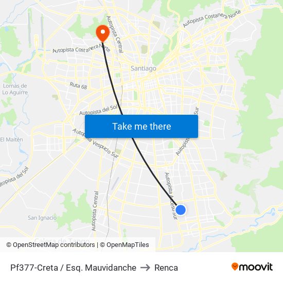 Pf377-Creta / Esq. Mauvidanche to Renca map