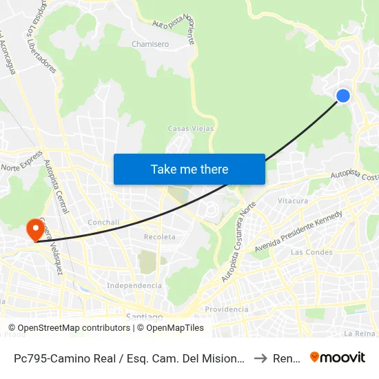 Pc795-Camino Real / Esq. Cam. Del Misionero to Renca map