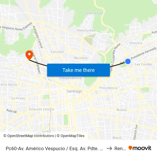 Pc60-Av. Américo Vespucio / Esq. Av. Pdte. Kennedy to Renca map