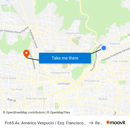 Pc65-Av. Américo Vespucio / Esq. Francisco De Aguirre to Renca map