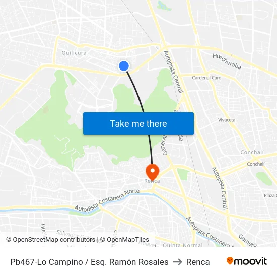 Pb467-Lo Campino / Esq. Ramón Rosales to Renca map
