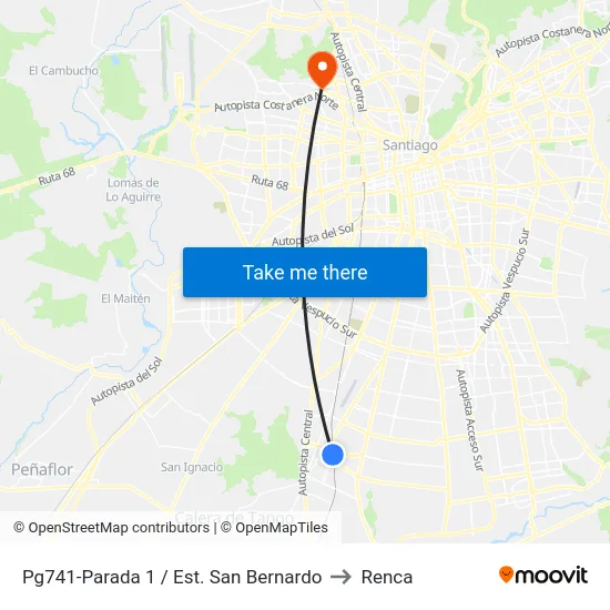 Pg741-Parada 1 / Est. San Bernardo to Renca map