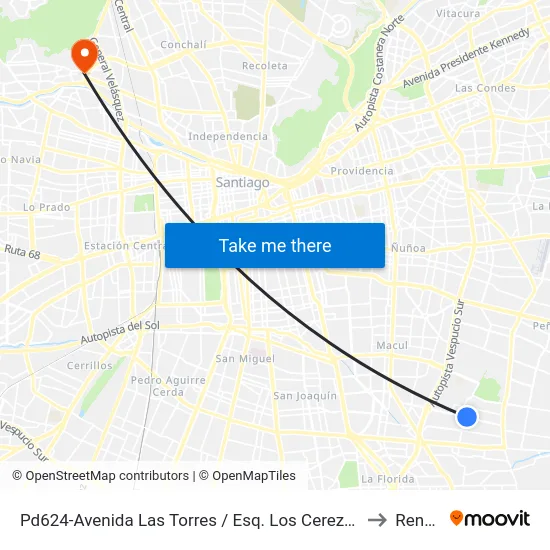 Pd624-Avenida Las Torres / Esq. Los Cerezos to Renca map