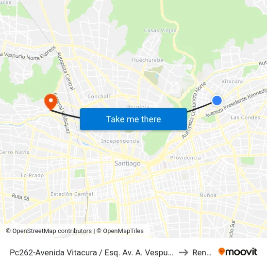 Pc262-Avenida Vitacura / Esq. Av. A. Vespucio to Renca map