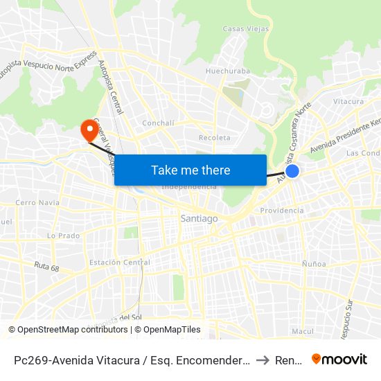 Pc269-Avenida Vitacura / Esq. Encomenderos to Renca map