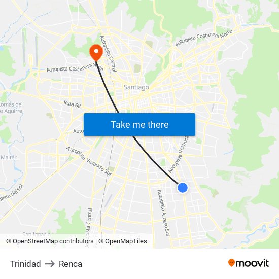 Trinidad to Renca map