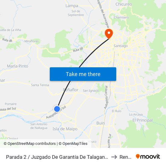 Parada 2 / Juzgado De Garantía De Talagante to Renca map