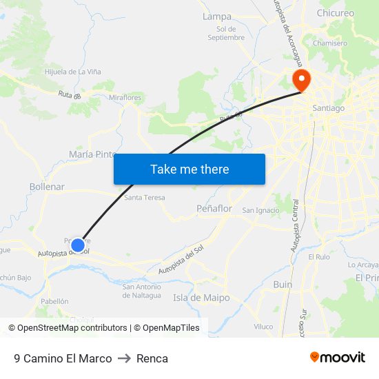9 Camino El Marco to Renca map