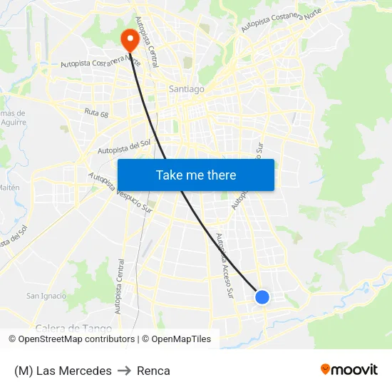 (M) Las Mercedes to Renca map