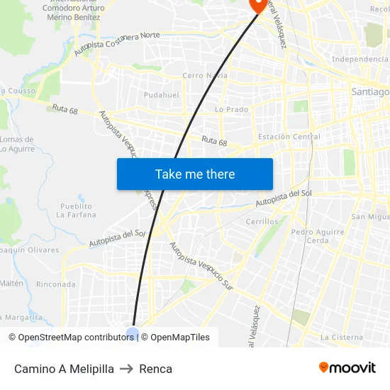 Camino A Melipilla to Renca map