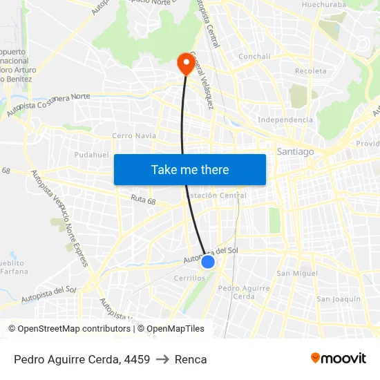 Pedro Aguirre Cerda, 4459 to Renca map