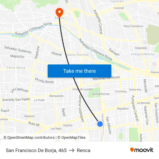 San Francisco De Borja, 465 to Renca map