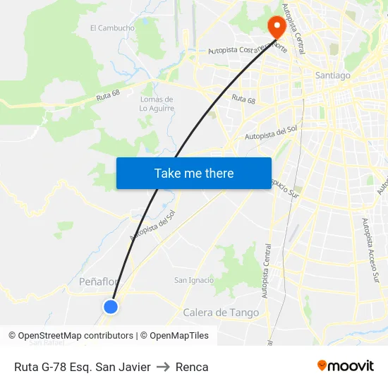 Ruta G-78 Esq. San Javier to Renca map