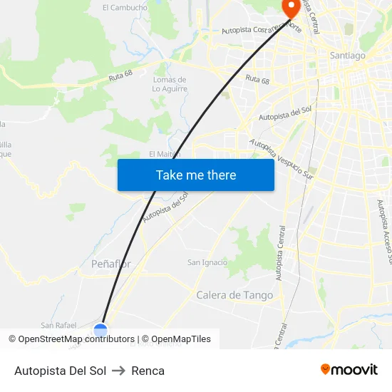 Autopista Del Sol to Renca map