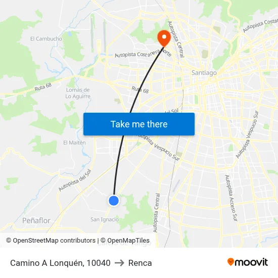 Camino A Lonquén, 10040 to Renca map