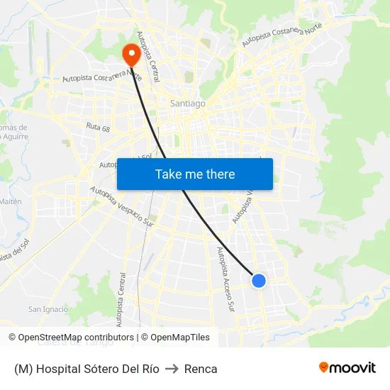 (M) Hospital Sótero Del Río to Renca map