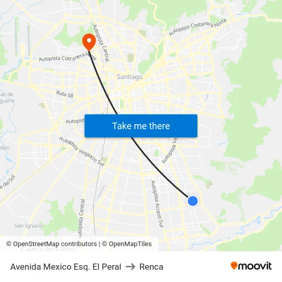 Avenida Mexico Esq. El Peral to Renca map