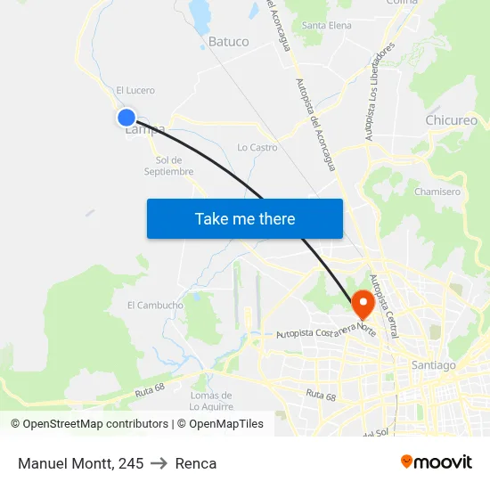 Manuel Montt, 245 to Renca map