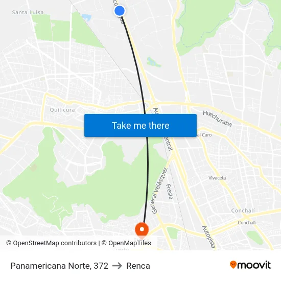 Panamericana Norte, 372 to Renca map