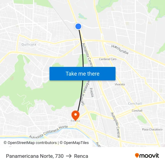 Panamericana Norte, 730 to Renca map