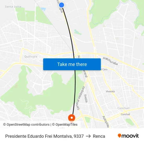Presidente Eduardo Frei Montalva, 9337 to Renca map
