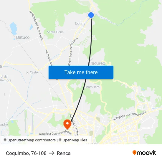 Coquimbo, 76-108 to Renca map