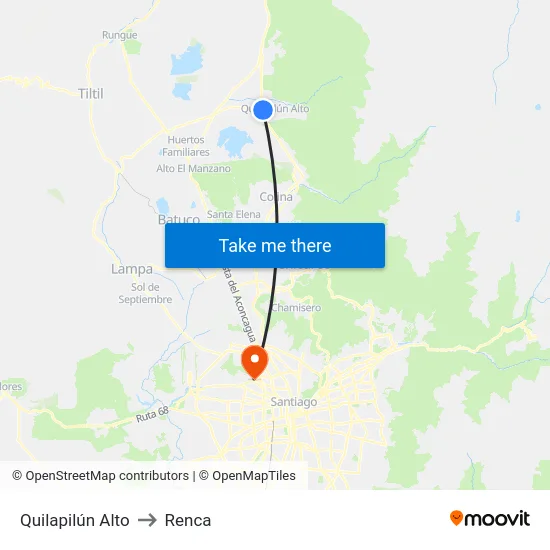 Quilapilún Alto to Renca map